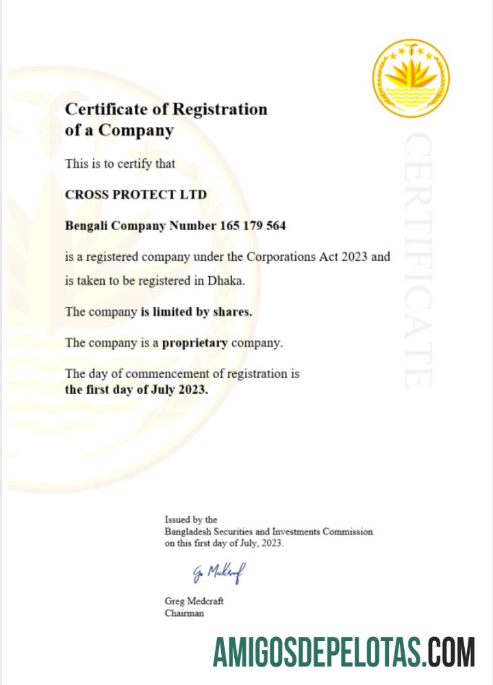 Certificado de registro de Bangladesh para download, modelo Word e PDF